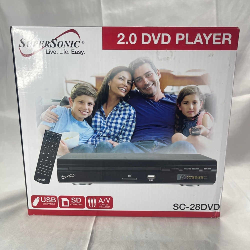 SuperSonic SC-28DVD 2.0 Channel DVD Player USB SD Input Multi-Zone Black
